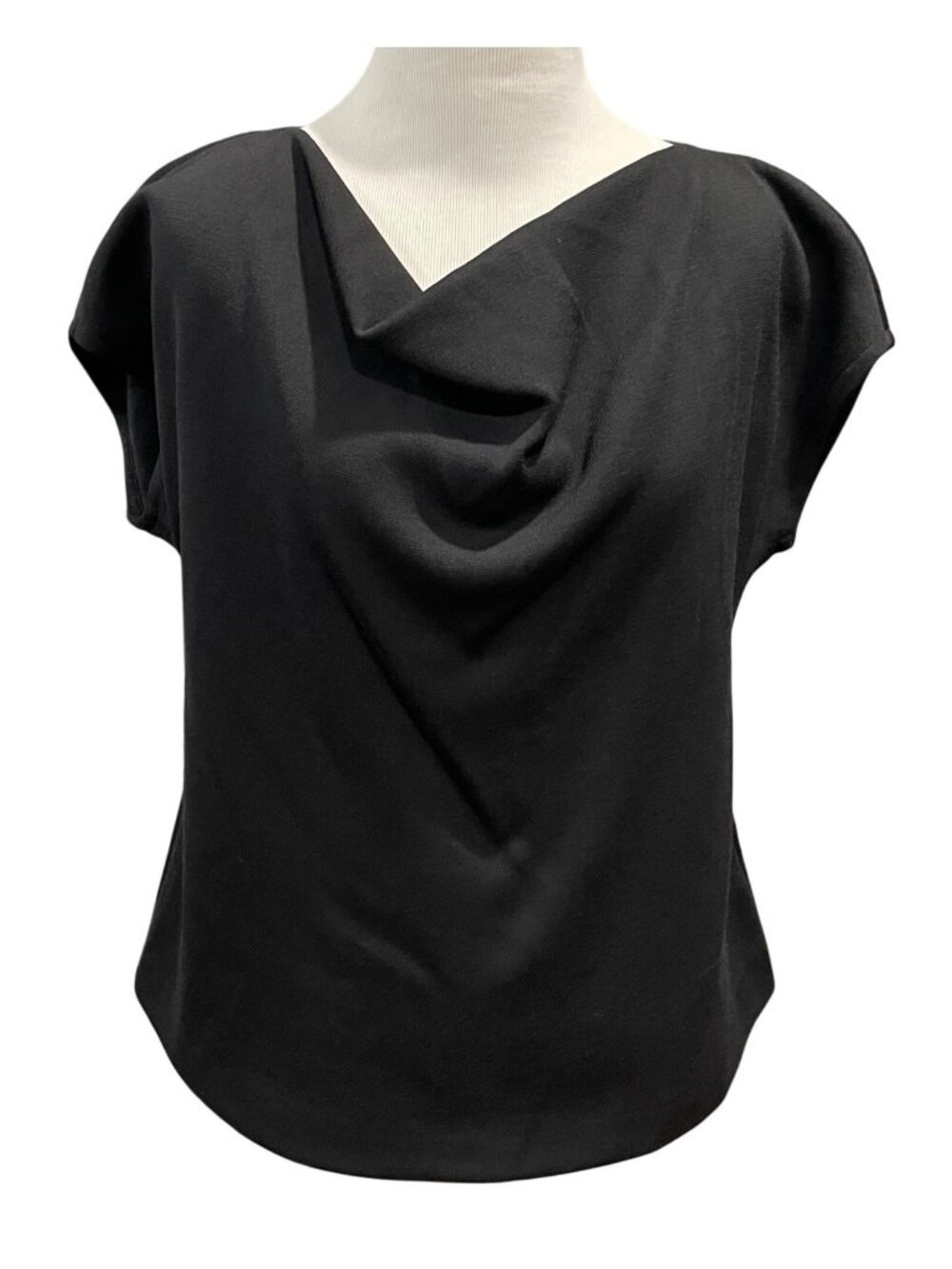 Vintage Y2K St John Caviar Draped Wool Top S Black Old Money Whimsygoth Capsule